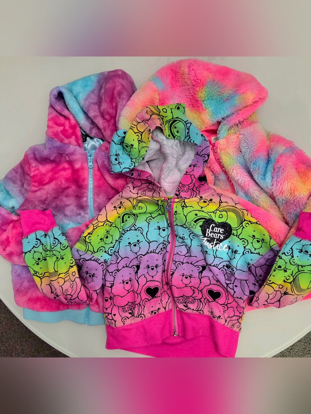 Zunie Mermaid Plush Hoodie Jacket & Justice x Care Bears Hoodie & Neon Hoodie